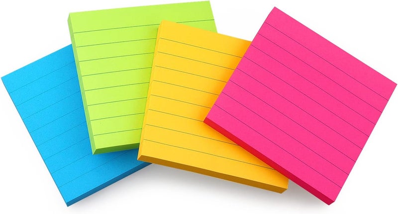 Eastern Wolf Lined Sticky Notes 3x3 Sticky Notes with Lines Self-Stick Notes Bright Color 4 Pads 90 Sheets/Pad (Bright) - Image 3